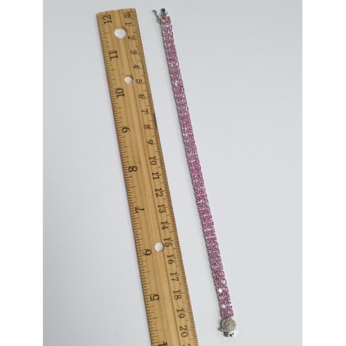 700 - Silver Pink Topaz Bracelet with Diamond Clasp