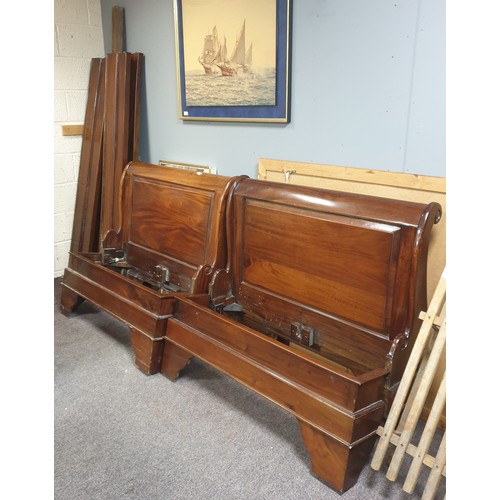 758 - Pair of 3ft Mahogany Beds complete with siderails and lats