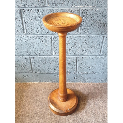 772 - Oak Pedestal Plant Stand, H:82 x D:28cm