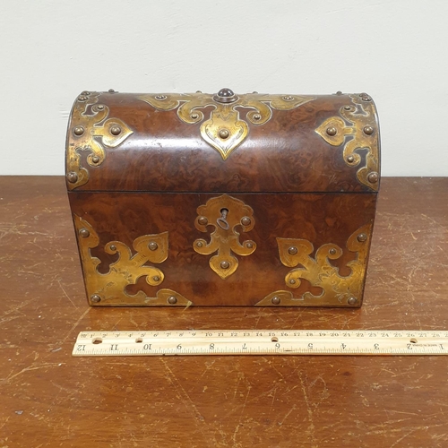 798 - Brass bound Walnut Stationary Box