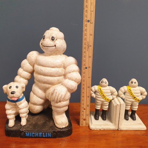 813 - Cast Iron Michelin Ornament (with dog) and Michelin Book Ends