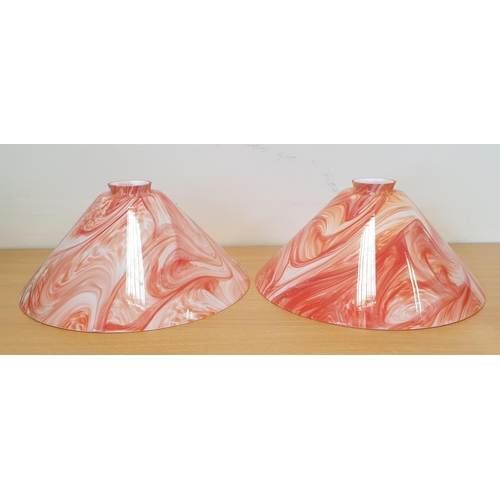 845 - Pair of coloured glass ceiling light shades, Diameter 30cm