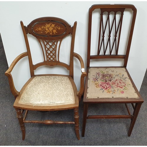 780 - Inlaid Carver Chair and Inlaid Bedroom Chair