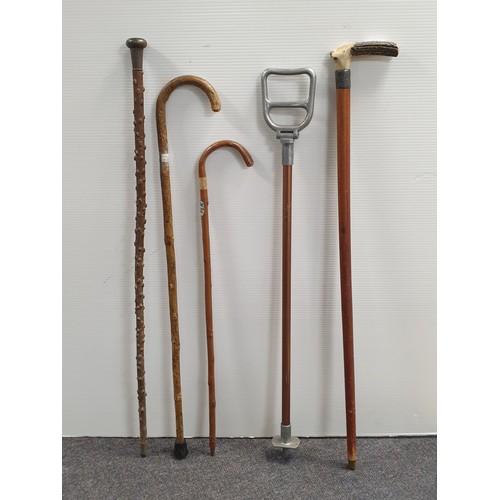 784 - Lot of 4x Walking Canes and Stick Seat