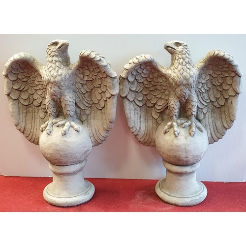 862 - Pair of Large Concrete Garden Eagle Ornaments, H:70 x W:50cm