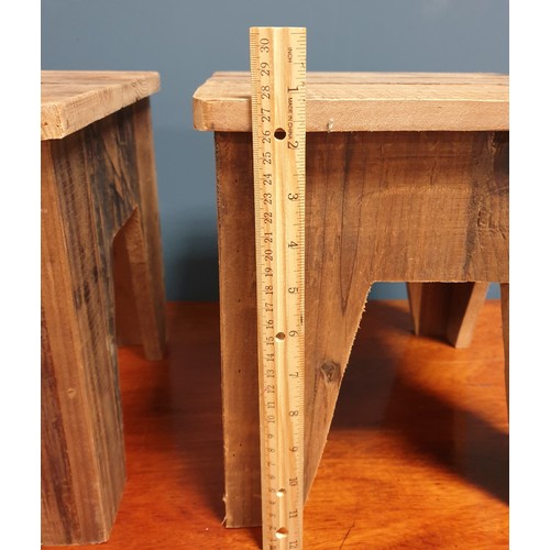 818 - Lot of Two Low Wooden Stools