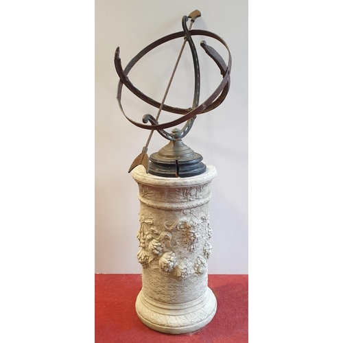 866 - Concrete Column with Armillary, Height 95cm