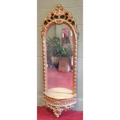 833 - Tall Gilt Frame Mirror with Shelf  160cm tall x 50cm wide