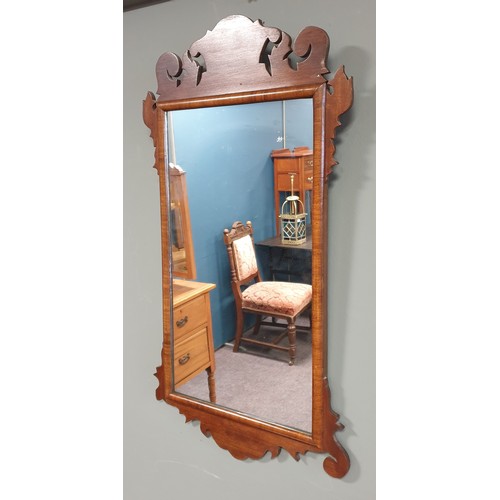 878 - Mahogany Framed Fretwork Mirror (some damage), H:80 x W:43cm