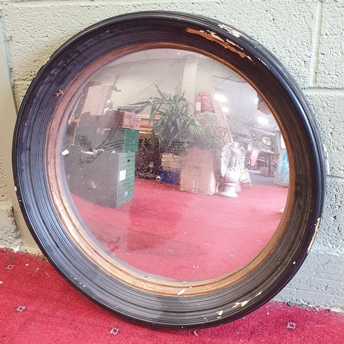 871 - Black Circular Mirror, Diameter 85cm