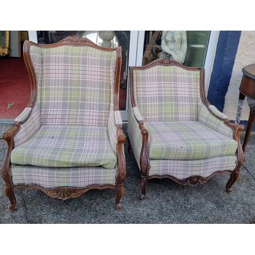 850 - Pair of Tartan Covered Armchairs