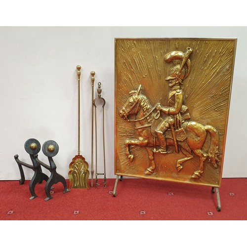 885 - Fire Screen, Companion Set and Fire Dogs