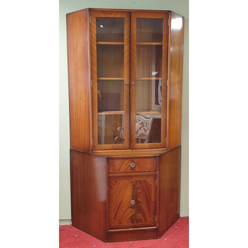 880 - Mahogany 2 Door Display Cabinet, H:198 x W:110 x D:36