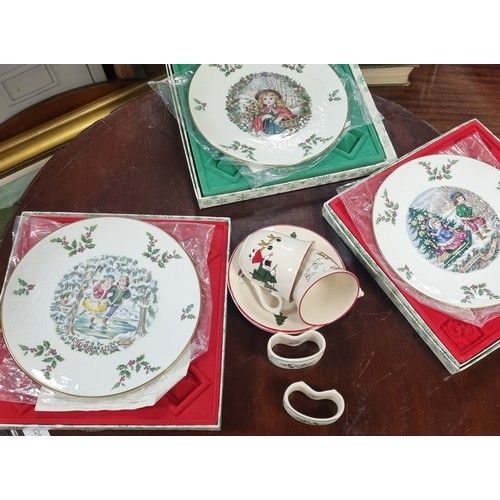 802 - Lot of 3x Christmas Plate, 2x Mason Cups and Saucers and 2x Spode Napkin Rings