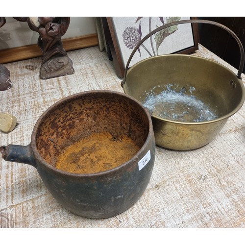 840 - Brass Jelly Pan and Antique Pot