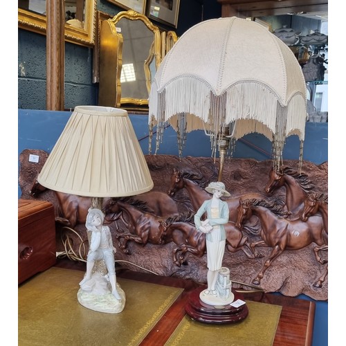 12 - Giuseppe Armani Florence Figurative Table Lamp and shade and Table Lamp and Shade Heights 36cm and 4... 