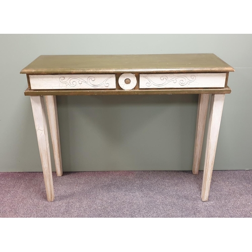 889 - Painted console table, H:81 x W:100 x D:30cm