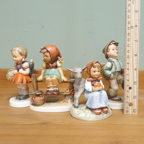 899 - Four Hummel Figures, Tallest 13cm (some damage as pictured)