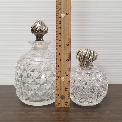 918 - Lot of 2x Silver Top Perfume Bottles