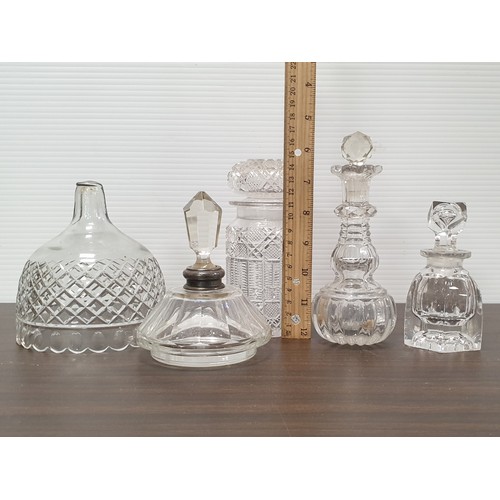 919 - Silver Top Perfume Bottle and Cut Glass