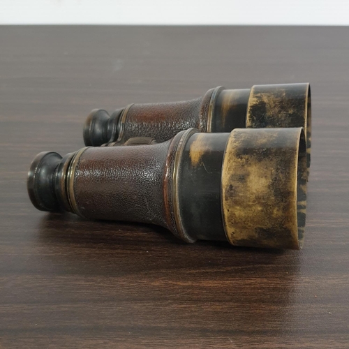 933 - Pair of Brass Binoculars in Leather Case