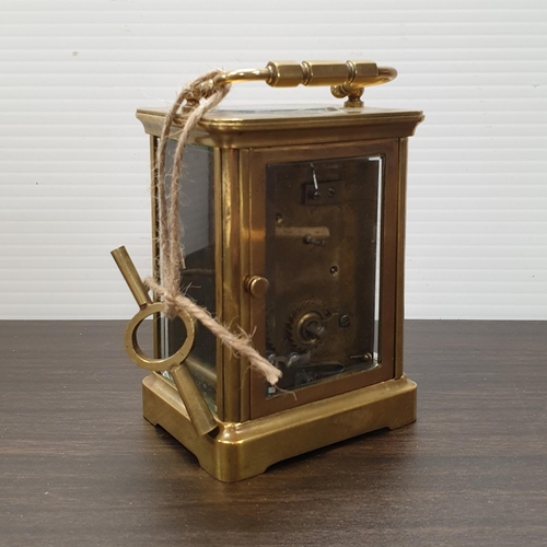 942 - Brass Carriage Clock with Key