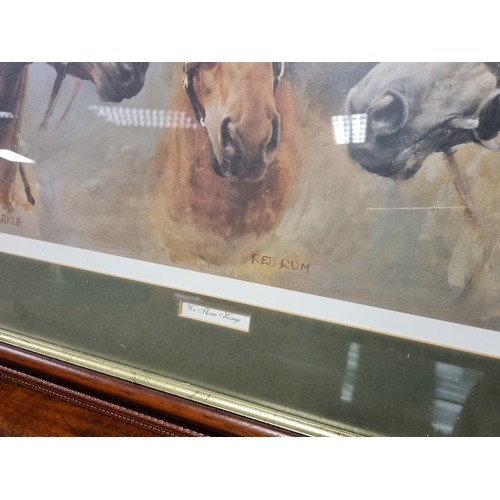 927 - 'We Three Kings' Mahogany Framed Print - Arkle, Red Rum and Desert Orchid, SL Crawford, H:60 x W:85c... 