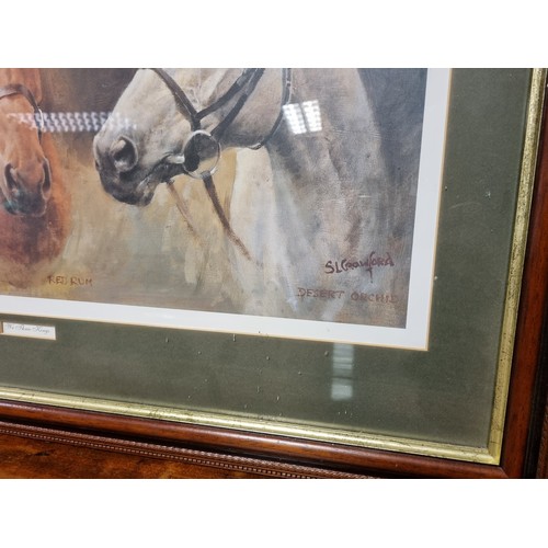 927 - 'We Three Kings' Mahogany Framed Print - Arkle, Red Rum and Desert Orchid, SL Crawford, H:60 x W:85c... 