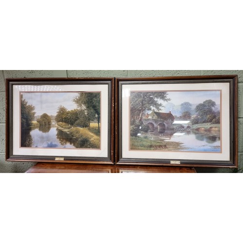 842 - Lot of 2x Framed Prints - Country Side Theme
River Playtime by J. Coleman & Fishing by D. Smith