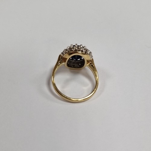 955 - 18ct Diamond and Sapphire Ring  L3/4 approx