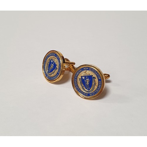 956 - Pair of Cufflinks Marked with the Seal of Massachusetts. 