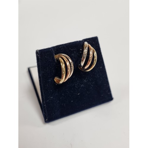 961 - 9ct Three Tone Ear Rings