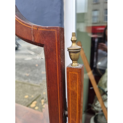 988 - Edwardian Inlaid Mahogany Dressing Table with Beveled Edge Mirror