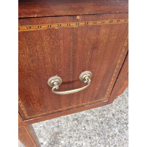 988 - Edwardian Inlaid Mahogany Dressing Table with Beveled Edge Mirror