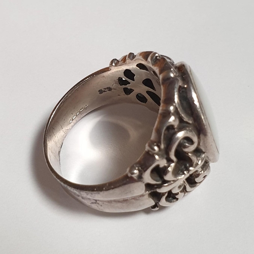 303 - Large Silver Mother of Pearl Ring, Size S-T