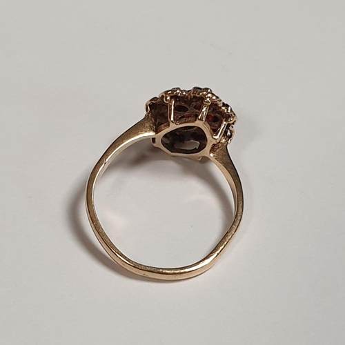 305 - 9ct Garnet Cluster Ring, Size N