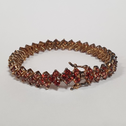 308 - Silver Gilt Garnet Bracelet, 925