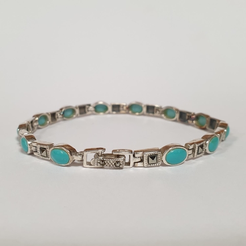 310 - Silver Turquoise and Marcasite Bracelet