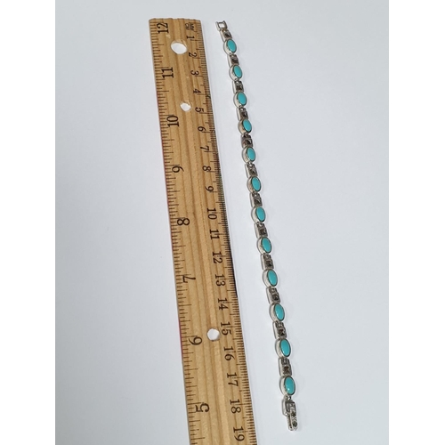 310 - Silver Turquoise and Marcasite Bracelet