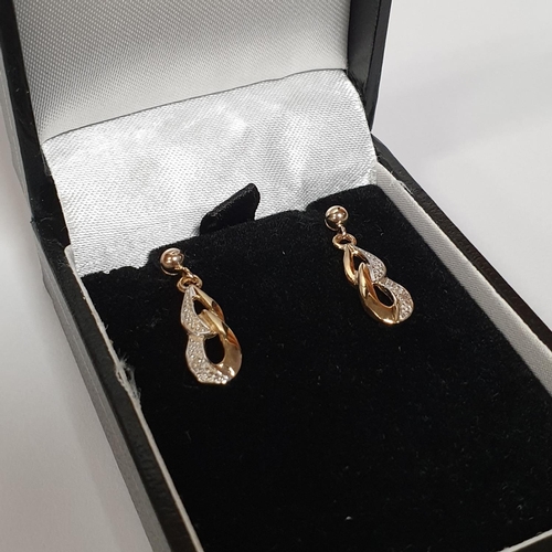 311 - Pair of Diamond Set Gold Drop Earrings