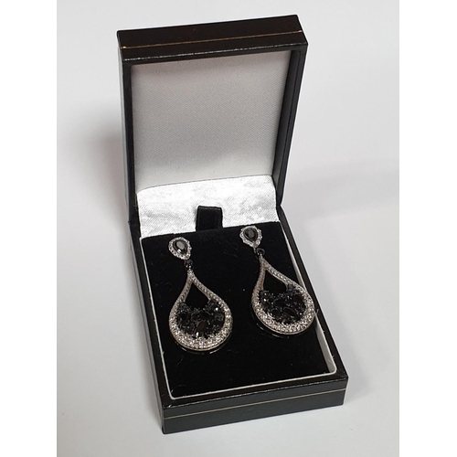 313 - Pair of Large Silver Gem Set Earrings