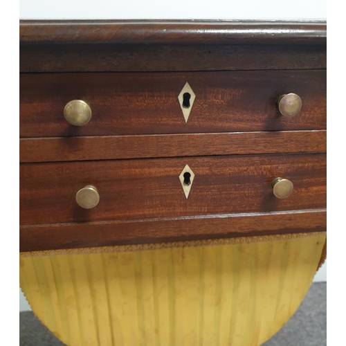 21 - Victorian Mahogany Cross Banded Workbox with Drop Leaves on Pod Leg with Brass Lion Paw and Castors