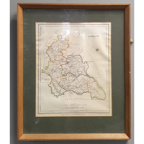 29 - Framed Map of County Carlow, Drawn by R. Creighton H:36 x W:30cm