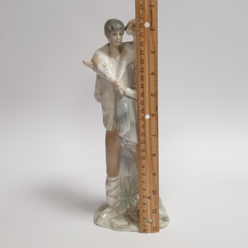 42 - Lladro Porcelain Figure, Boy with Goat Figure Height 27cm