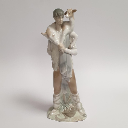 42 - Lladro Porcelain Figure, Boy with Goat Figure Height 27cm