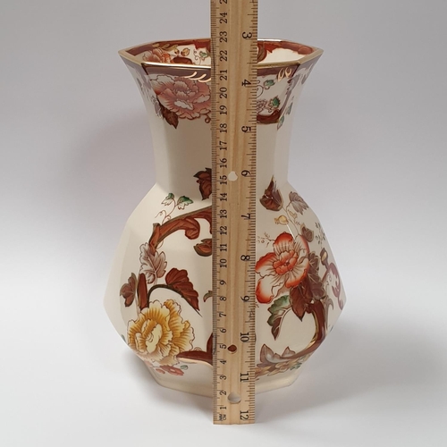 46 - Mason's Ironstone Brown Velvet Vase, H:22 x D:18cm