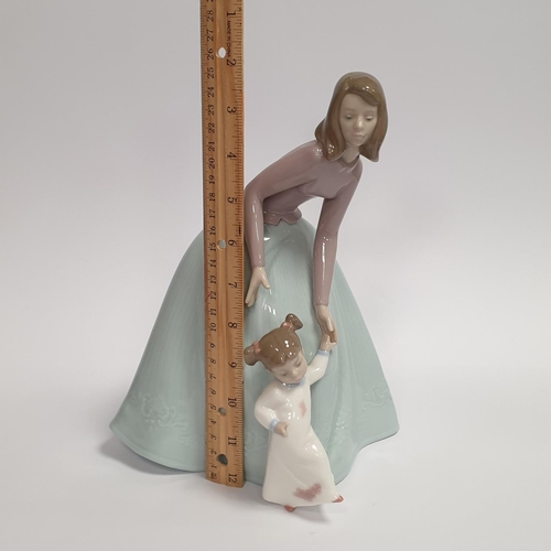 52 - Nao Porcelain Figure, Lady and Child Height 26cm