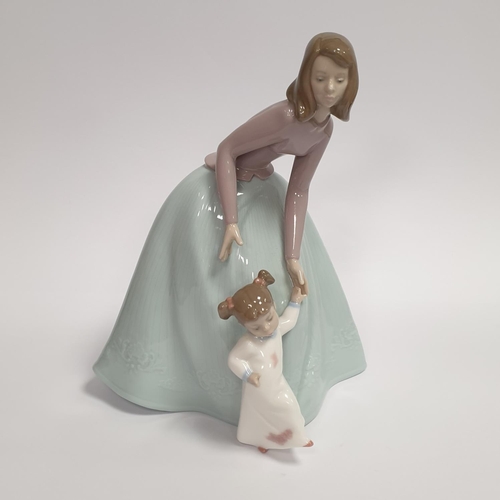 52 - Nao Porcelain Figure, Lady and Child Height 26cm