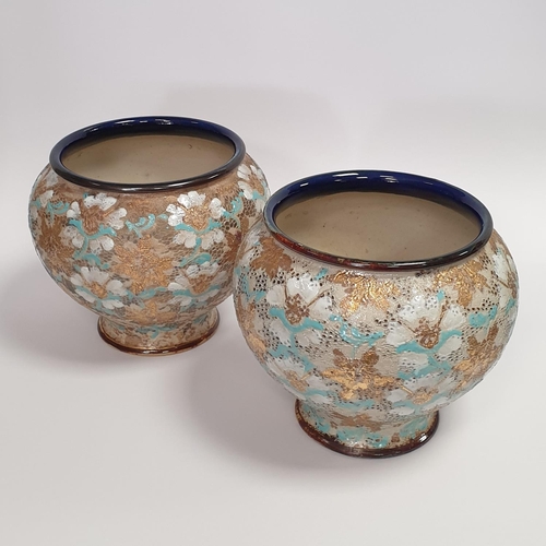 55 - Pair of Royal Doulton Painted Vases, H:16 x D:19cm