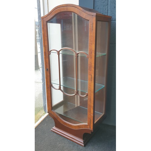 1 - Art Deco Style Walnut Display Cabinet with Glass Shelves H: 123cm W: 57cm D: 30cm